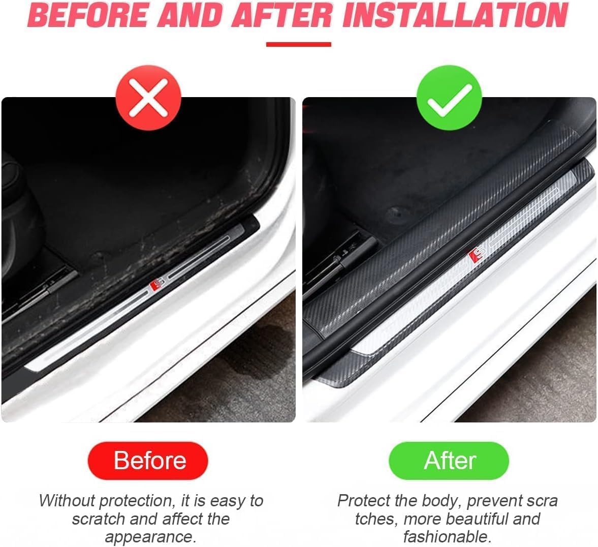 E-COSMOS High Gloss Anti Scratch Black Carbon Fiber Paint Protection Film Tape PPF for Car Protection and Decoration - 2 Inches x 5 Meters (White)