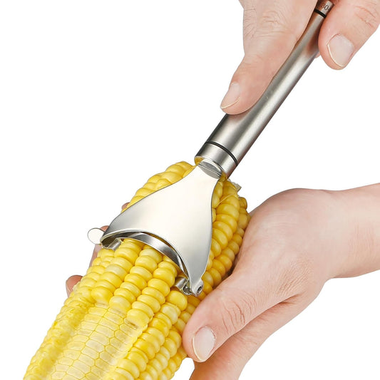 E-COSMOS Stainless Steel Corn Peeler - Cob Stripper Tool Thresher Removes Kernels in Seconds - Kitchen Gadget