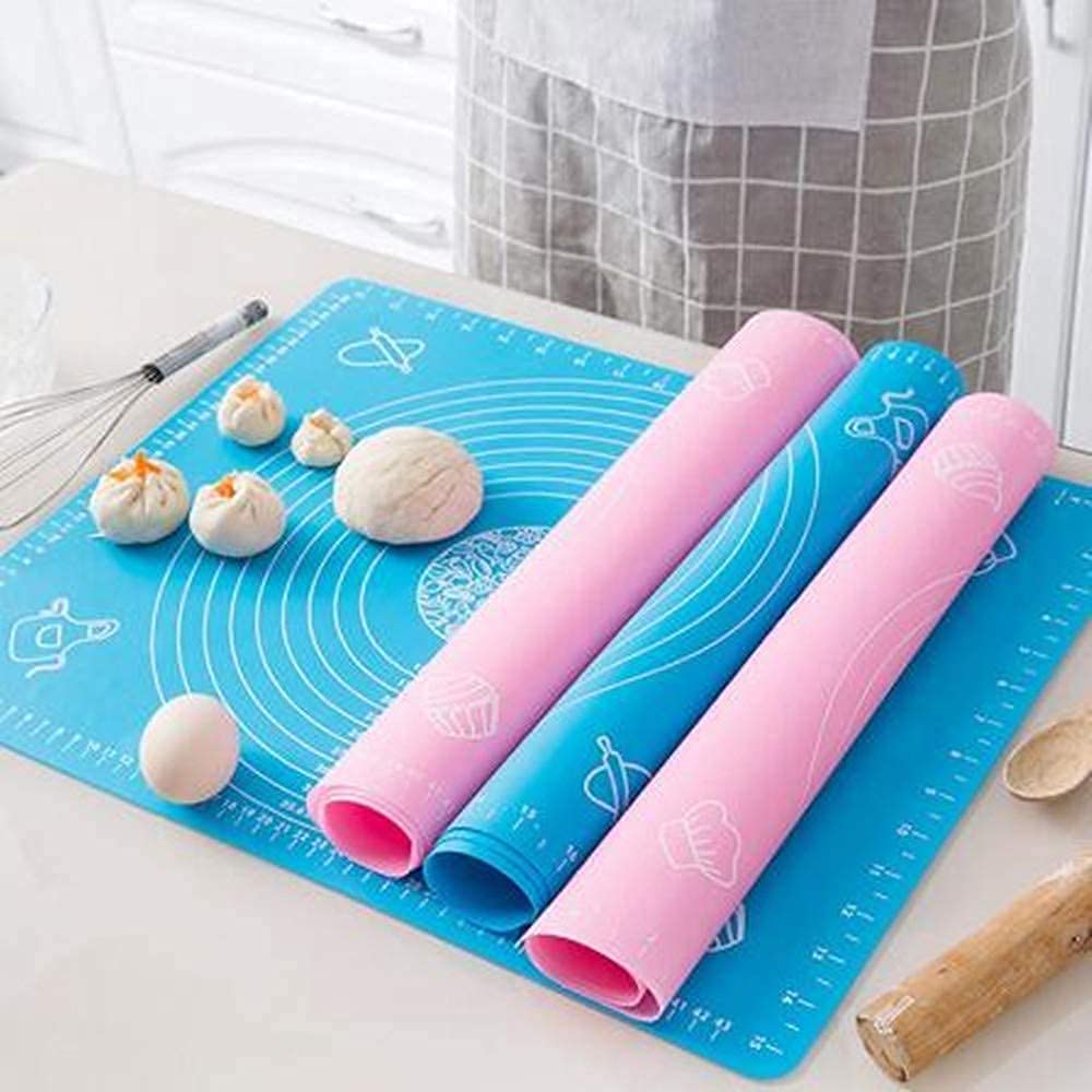 E-COSMOS Silicone Baking Mat Silicone Chapati Atta Kneading Mat Non-Stick Fondant Rolling Mat Stretchable for Kitchen Roti Chapati (Baking Mat 50 * 40 cm)(Multicolor) (DW-2)