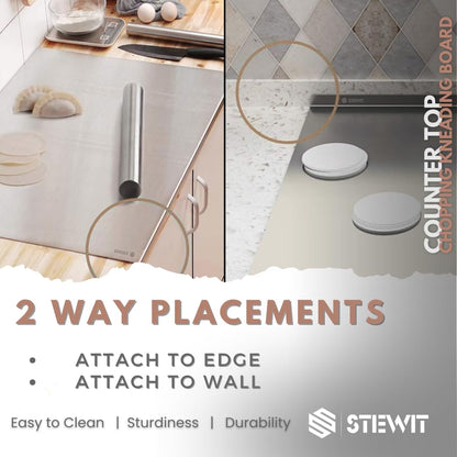 Stewit® Large Stainless Steel Cutting Board for Kitchen,Chopping Board for Meat, Vegetables & Fruit, Extra Large Heavy Duty Countertop Surface, Easy to Clean & Durable