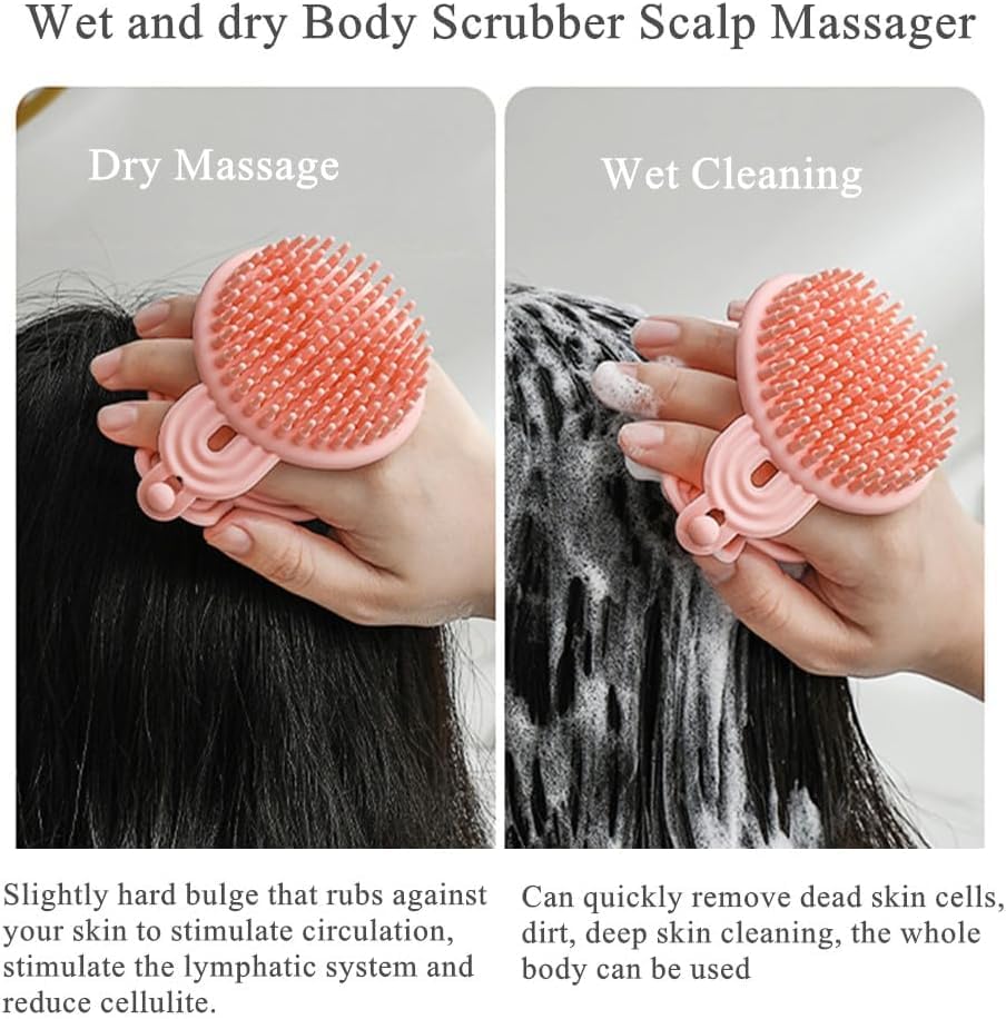 E-COSMOS 2 in 1 Body scrubber with Scalp Massager and Shampoo Brush