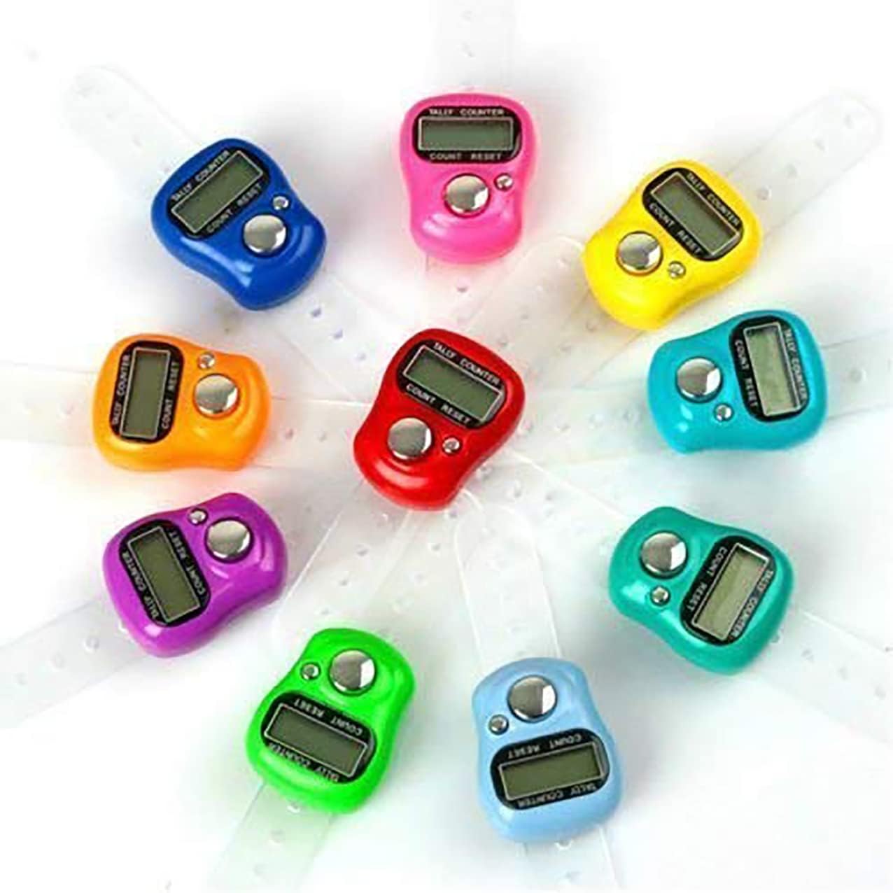 E-COSMOSMini Hand Tally Counter - Digital Finger Ring Count Tool for Mantra Jap, Cricket Umpire & More (Color Varies)