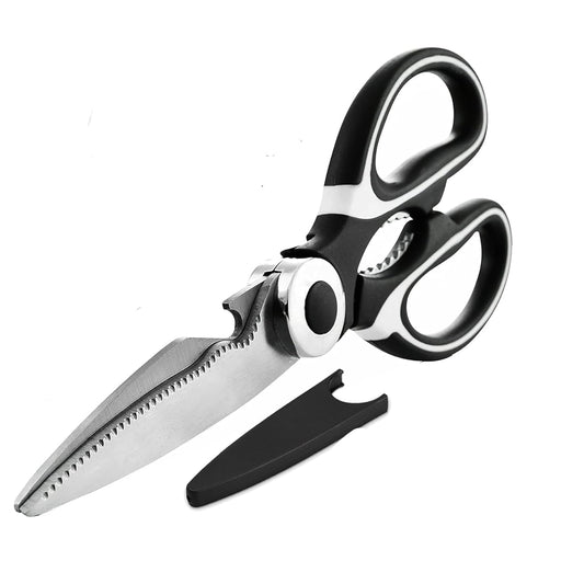E-COSMOS Professional Kitchen Shears - Stainless Steel Heavy Duty Scissors for Cutting Meat, Fish, Pizza & More and Kitchen Accessories Items Tools (Multicolor)