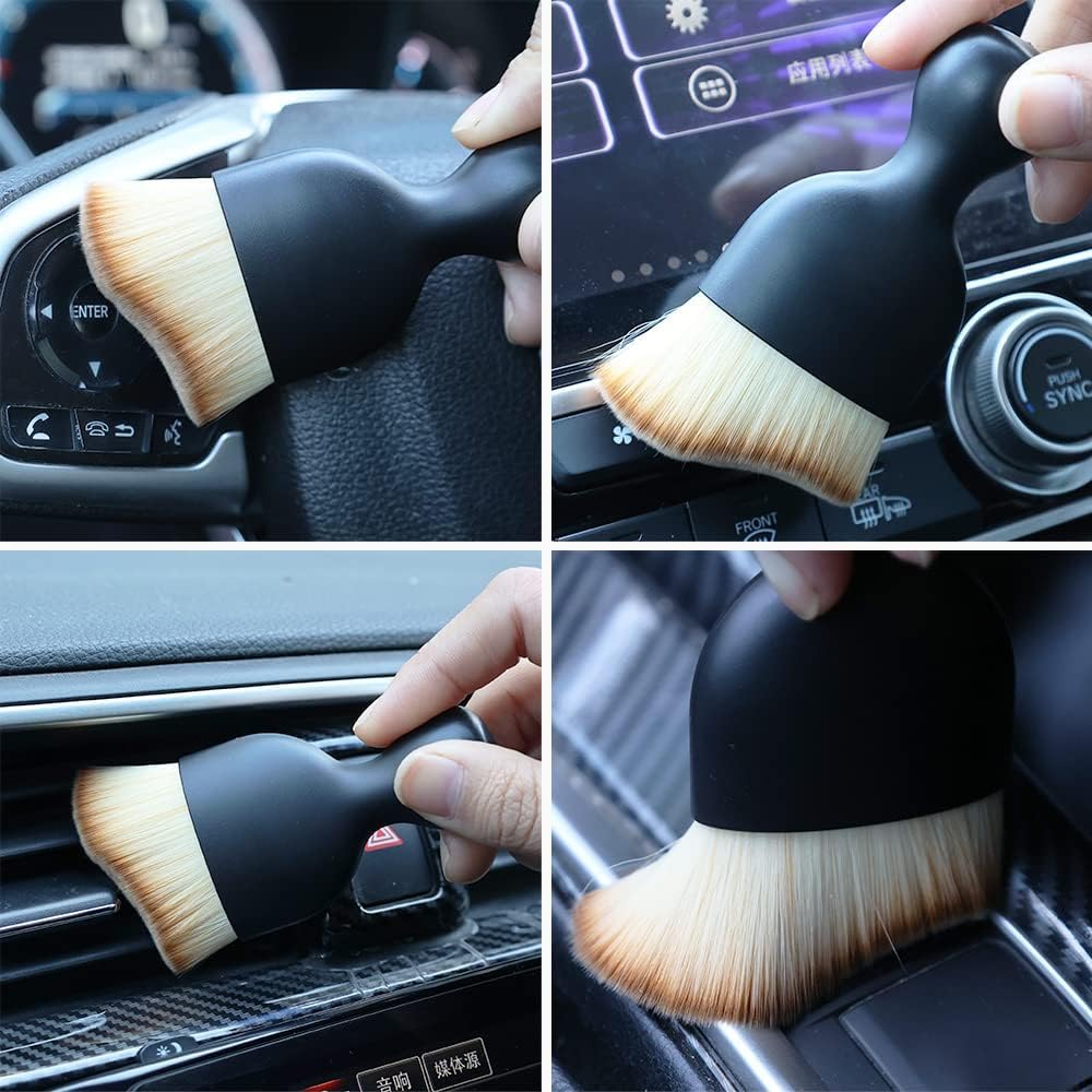 E-Cosmos Brush Mini Car Cleaning Brush with Handle and Dust Cover Car AC Vent Cleaner Dashboard Cleaner Accessories for Detailing Brush Multipurpose Gadget Cleaner Car Duster Brush (Small) (1pcs)
