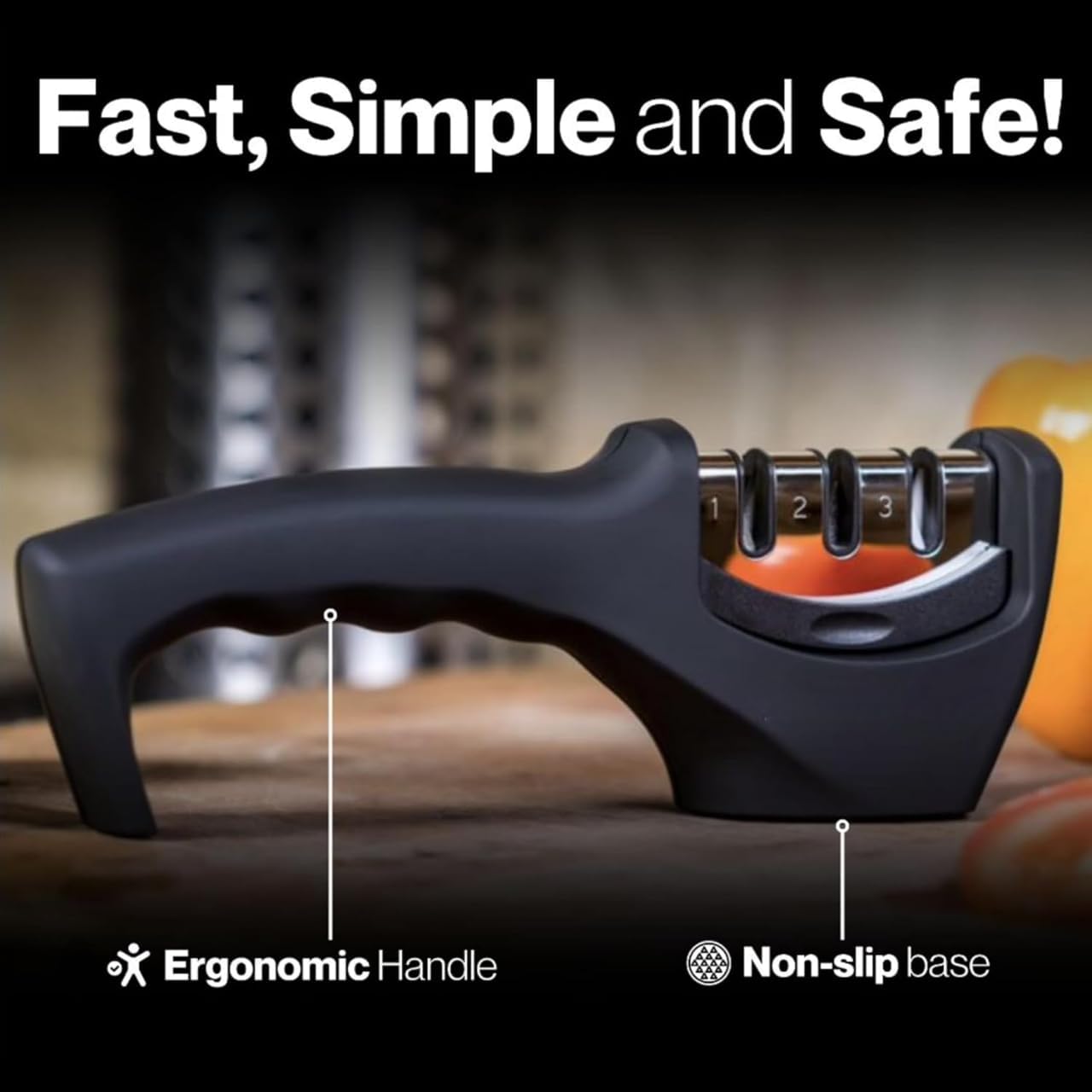 E-COSMOS Pro Knife Sharpener Tool - Advanced Rod Sharpening System for Effortless Blade Maintenance | Ideal for Chefs and Home Cooks