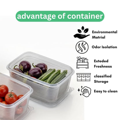 E-COSMOS Fridge Storage Boxes Pack Of 6 With Removable Drain Plate And Airtight Lid (1500ml)