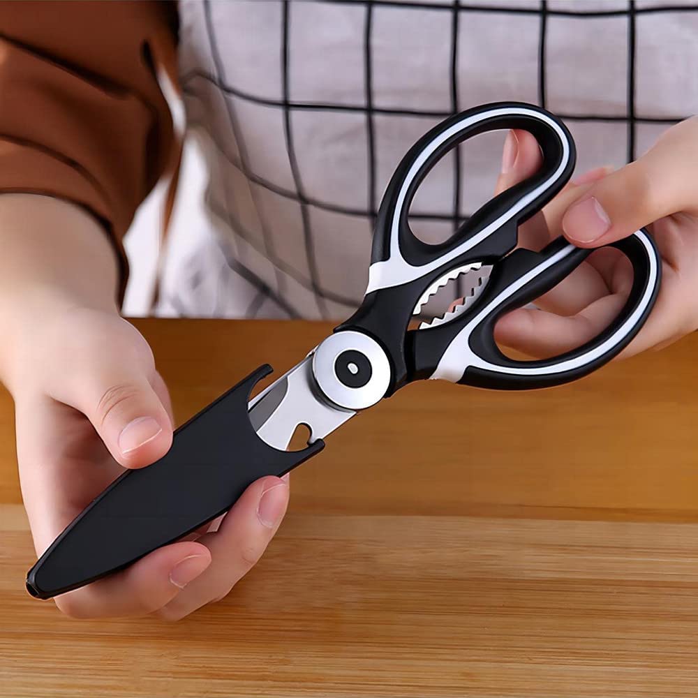 E-COSMOS Professional Kitchen Shears - Stainless Steel Heavy Duty Scissors for Cutting Meat, Fish, Pizza & More and Kitchen Accessories Items Tools (Multicolor)