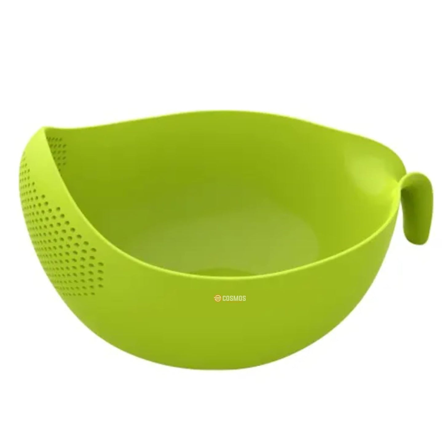 E-COSMOS Water Strainer Multi-Use Strainer/Washer Bowl for Rice Vegetable & Fruits (Rice Bowl) (Pack of 1, Green)
