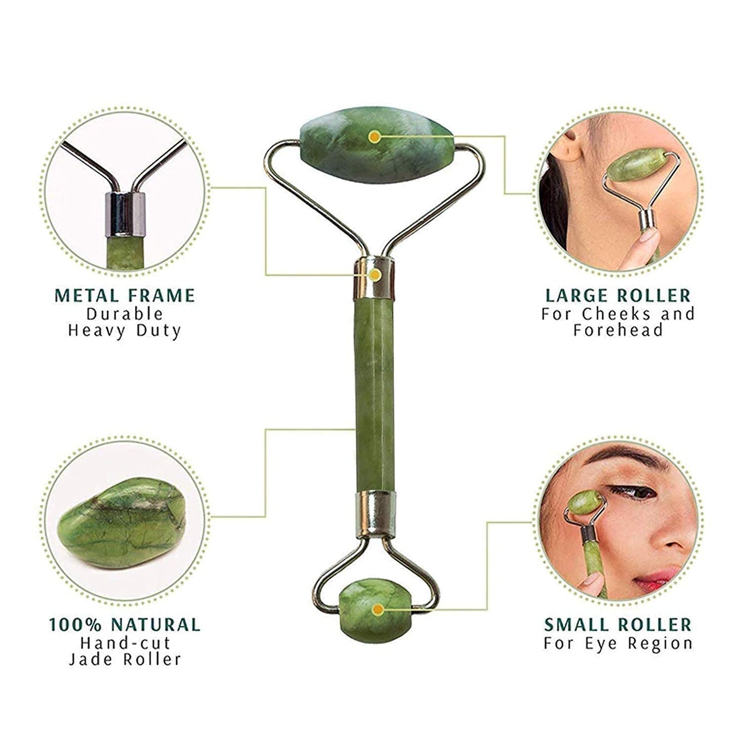 E-COSMOS Facial Massager Jade Roller & Gua Sha Tool Natural Himalayan Stone
