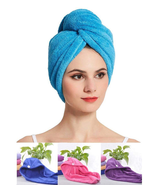 E-COSMOS Hair Towel Wrap Absorbent Towel Hair-Drying Bathrobe Magic Hair Warp Towel Super Quick-Drying Microfiber 500 GSM Bath Towel Hair Dry Cap Salon Towel (Multicolor)