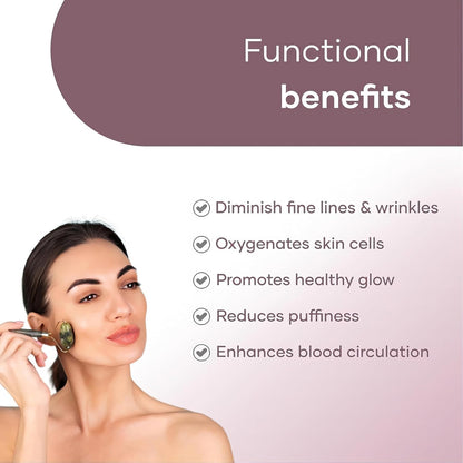 E-COSMOS Facial Massager Jade Roller & Gua Sha Tool Natural Himalayan Stone