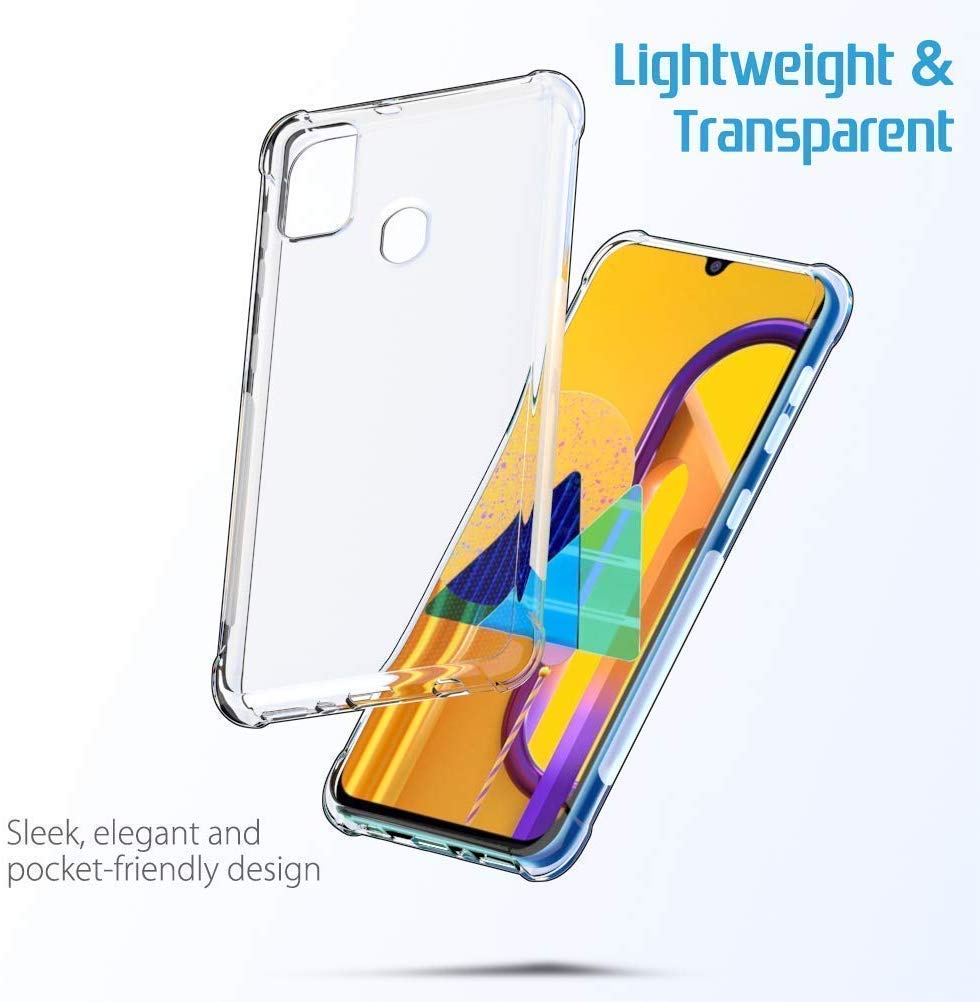 E-COSMOS for Samsung M30S / Samsung M21 Case Cover Slim Crystal Clear Soft TPU Back Cover (Transparent)