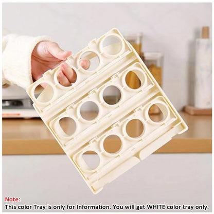 E-COSMOS Layer, 24 Grid Plastic Egg Tray For Fridge | Fresh-Keeping Cases Holder | Egg Storage Container | Egg Refrigerator Tray | Easy To Use | Foldable (Cream, Pack of 1)