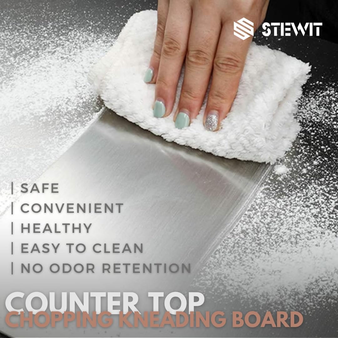 Stewit® Large Stainless Steel Cutting Board for Kitchen,Chopping Board for Meat, Vegetables & Fruit, Extra Large Heavy Duty Countertop Surface, Easy to Clean & Durable