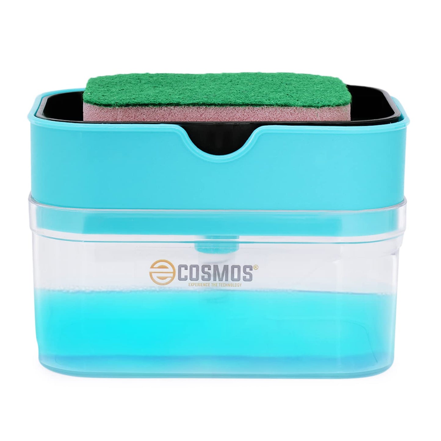 E-COSMOS Soap Dispenser for Dishwasher Liquid Holder, Liquid Dispenser Through Pump (Multi-Color, 400 ML) with Sponge (Grey)