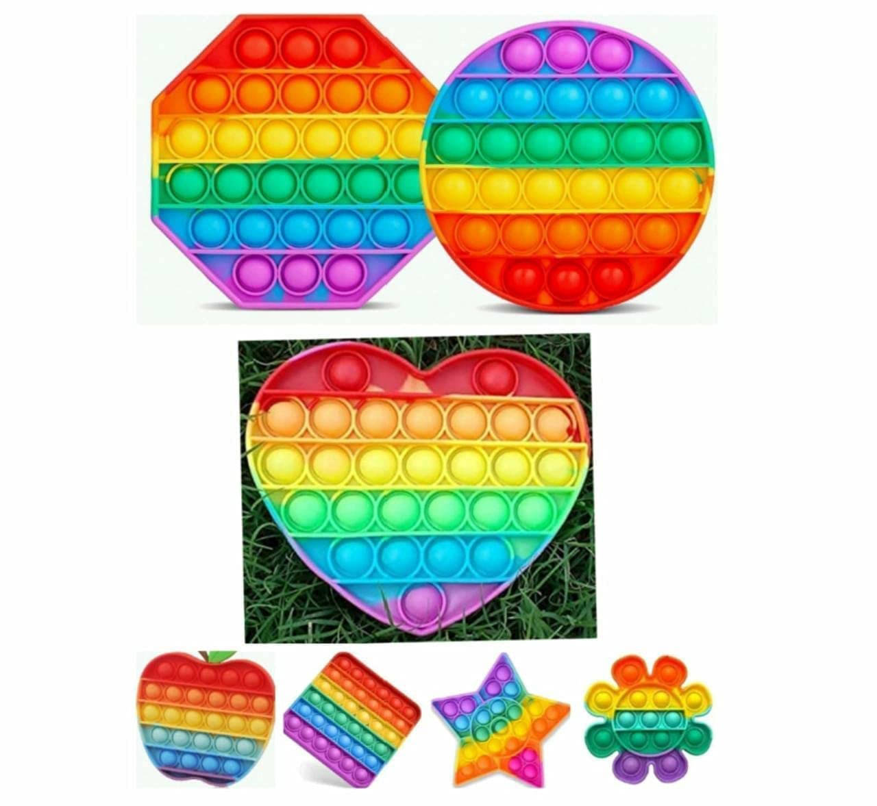 E-COSMOS Pop It Fidget Toys,Push Pop Bubble Fidget Sensory Toy,Autism Special Needs Silicone Stress Relief Toy, Fidget Toy Sensory Toy Novelty Gifts for Kids Adults (Pack of 2)