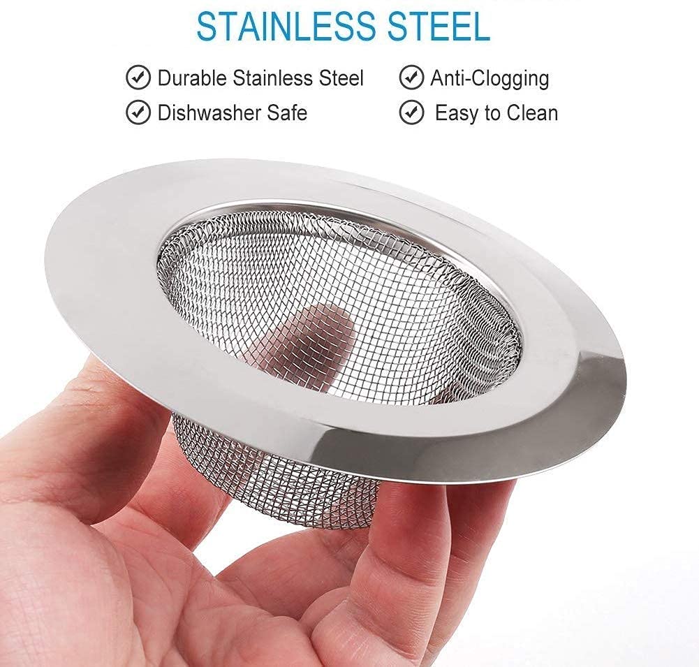 E-Cosmos Kitchen Sink Strainer Heavy-Duty Stainless-Steel Drain Basin Basket Filter Stopper Drainer Jali, 9.5cm, Silver, Small (EC-Steel Jali)