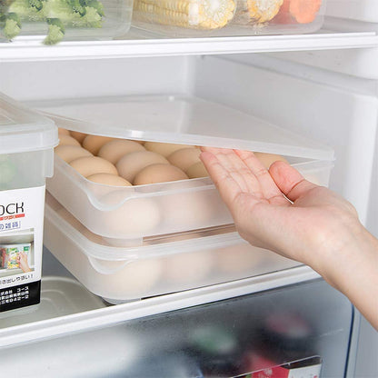 E-COSMOS 24 Grid Egg Storage Box Egg Refrigerator Storage Tray, Stackable Plastic Egg Containers for Fridge Kitchen Size of The 24 Egg Storage Box is (31x23x6) Cm