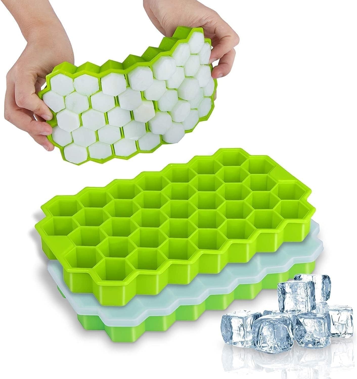 E-COSMOS Ice Cube Tray Silicone for Freezer Honeycomb 37 Cavity Ice Cube Mould Flexible Tray for Freezer, Chocolate Cake Maker, Ice Trays for Chilled Drinks, Reusable (Multi Color)