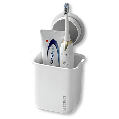 E-COSMOS Wall Mounted Self Adhesive Plastic Toothbrush Holder for Toothbrushes, Toothpaste, Shaver, Razor & Make Up Brush (POF2).