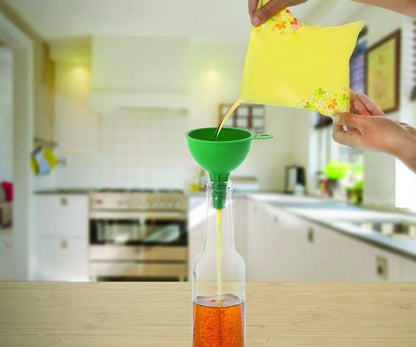 E-COSMOS Silicone Rubber Funnel for Kitchen, Set of 1, Green