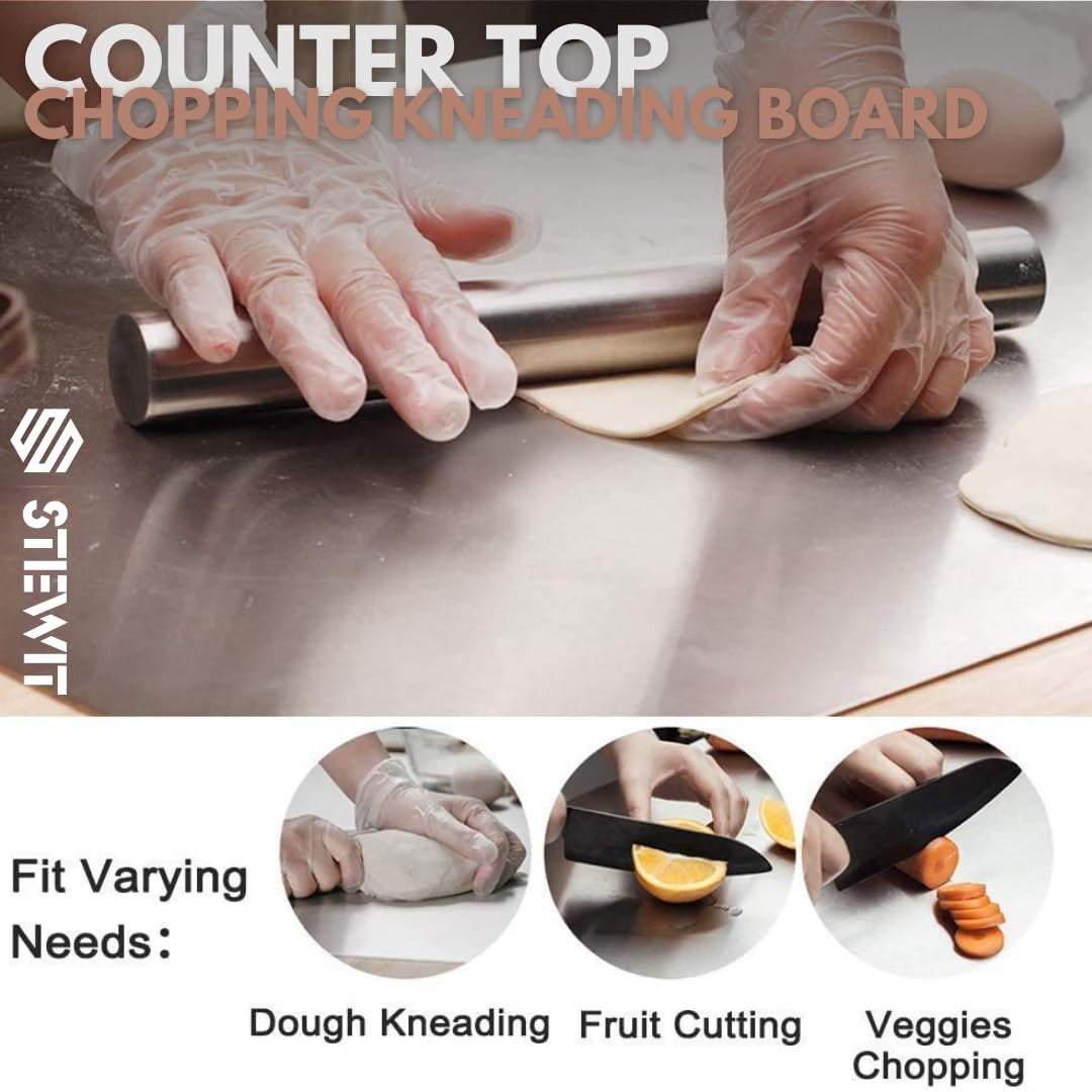 Stewit® Large Stainless Steel Cutting Board for Kitchen,Chopping Board for Meat, Vegetables & Fruit, Extra Large Heavy Duty Countertop Surface, Easy to Clean & Durable
