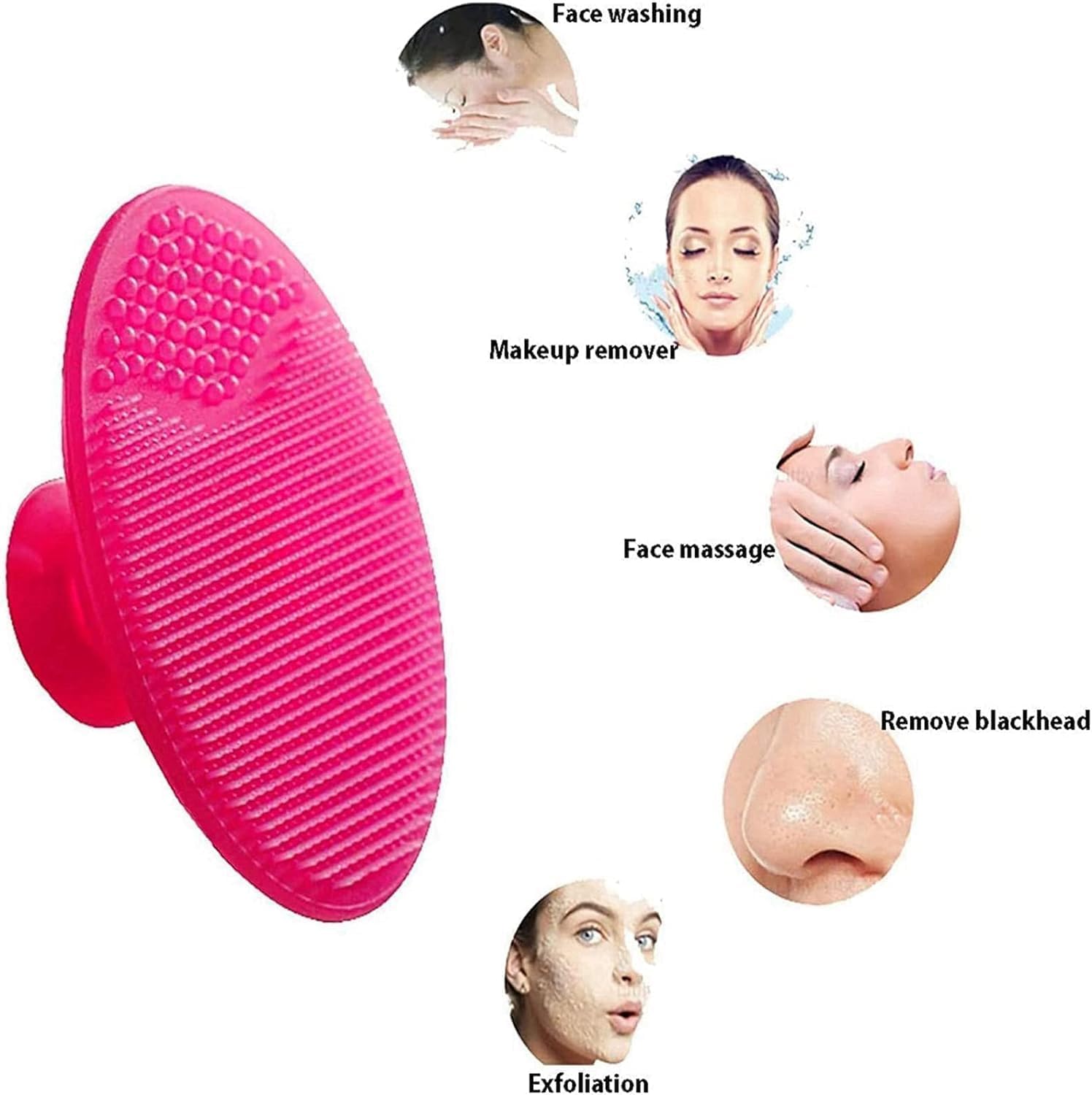 E-COSMOS 2 Pack Manual Facial Cleansing Brushes, Face Scrubber, Soft Silicone, Face Exfoliator Blackhead Acne Pore Pad Cradle Cap Face Wash Brush for Deep Cleaning Skin Care (Multicolor)