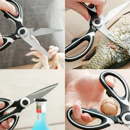 E-COSMOS Professional Kitchen Shears - Stainless Steel Heavy Duty Scissors for Cutting Meat, Fish, Pizza & More  | Multicolour
