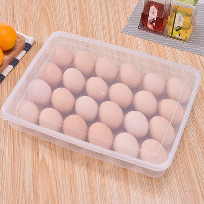 E-COSMOS 24 Grid Egg Storage Box Egg Refrigerator Storage Tray, Stackable Plastic Egg Containers for Fridge Kitchen Size of The 24 Egg Storage Box is (31x23x6) Cm