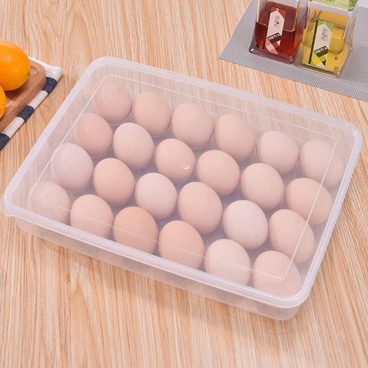 E-COSMOS 24 Grid Egg Storage Box Egg Refrigerator Storage Tray, Stackable Plastic Egg Containers for Fridge Kitchen Size of The 24 Egg Storage Box is (31x23x6) Cm
