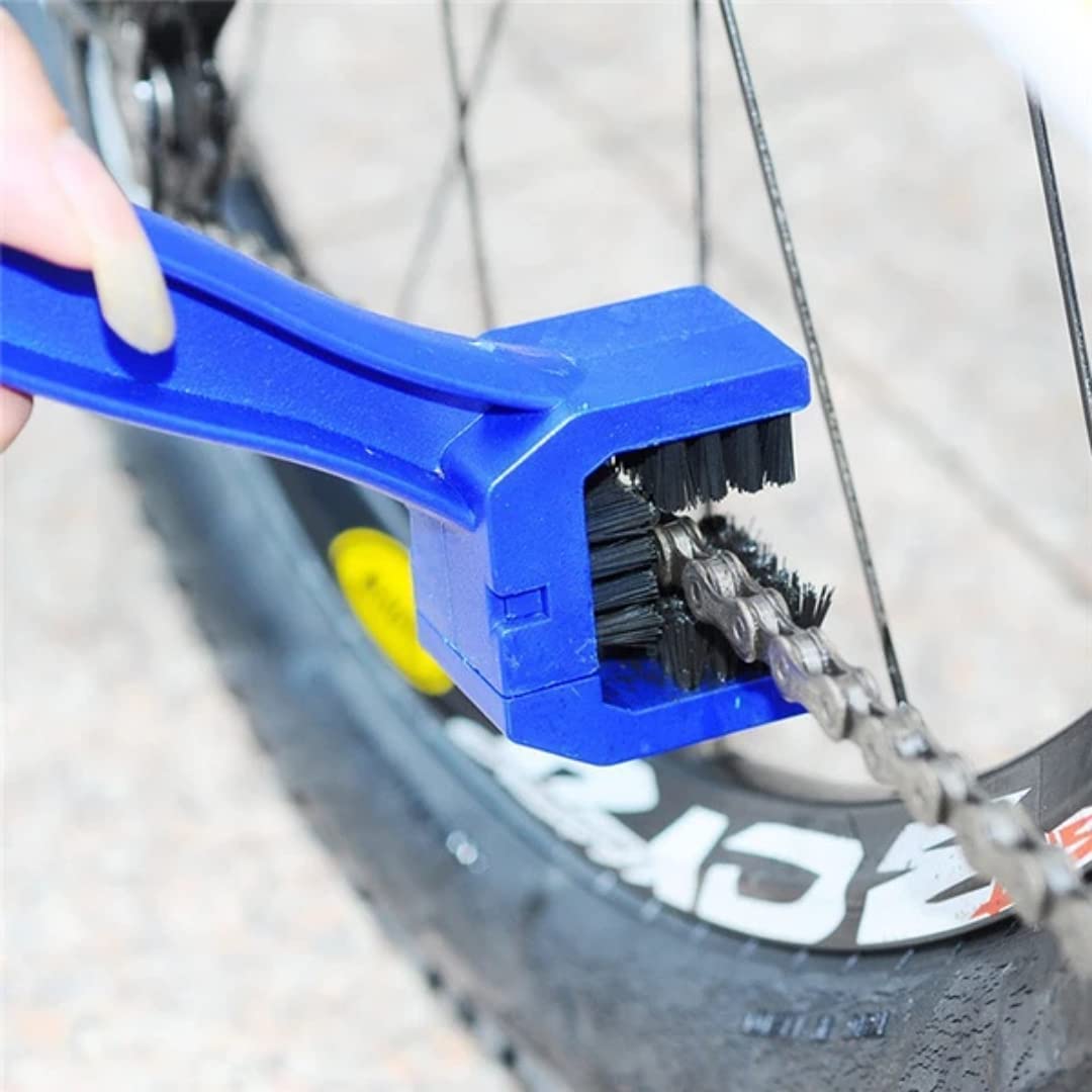 E-COSMOS Universal Motorcycle/Cycle Chain Cleaner Brush for Bikes (Blue)