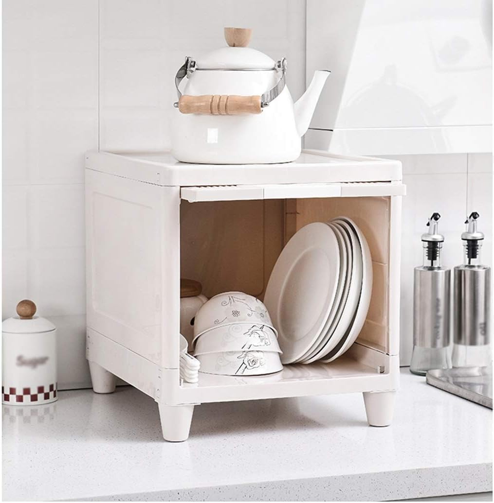 E-COSMOS 6 Units Plastic Cupboard for Clothes Plastic Cabinet for Storage Foldable Wardrobe for Plastic Rack for Clothes Storage Cabinet Plastic Modular Drawer Storage Box,White (6 Layer)
