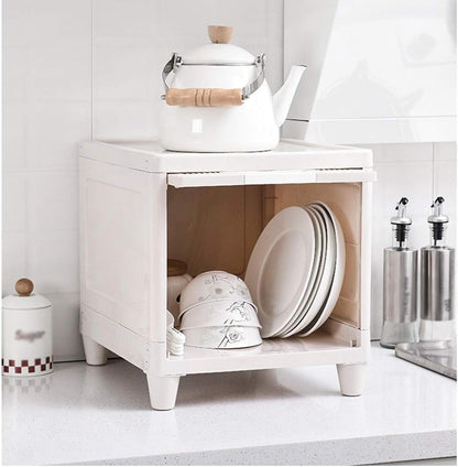 E-COSMOS 6 Units Plastic Cupboard for Clothes Plastic Cabinet for Storage Foldable Wardrobe for Plastic Rack for Clothes Storage Cabinet Plastic Modular Drawer Storage Box,White (6 Layer)