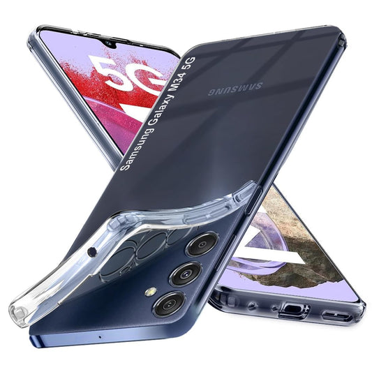E-COSMOS for Samsung Galaxy M34 5G Case Cover Slim Crystal Clear Soft TPU Back Cover (Transparent)