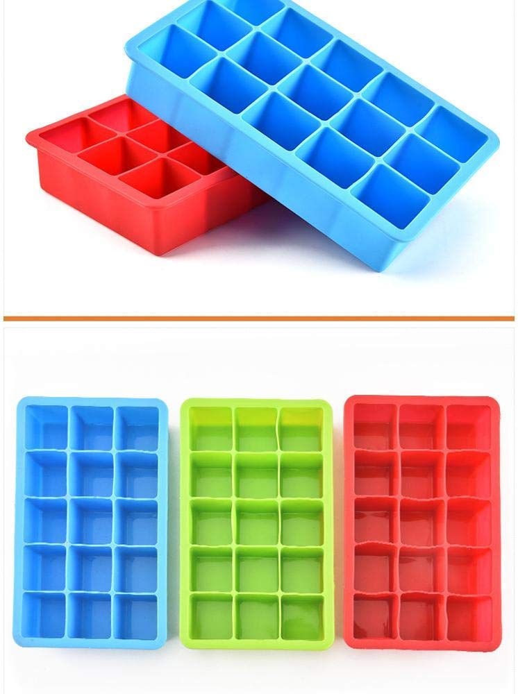 E-COSMOS Silicone Ice Cube Trays 1 Pack - 24 Cavity Per Ice Tray [Multicolor]