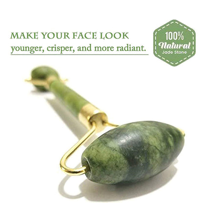 E-COSMOS Facial Massager Jade Roller & Gua Sha Tool Natural Himalayan Stone