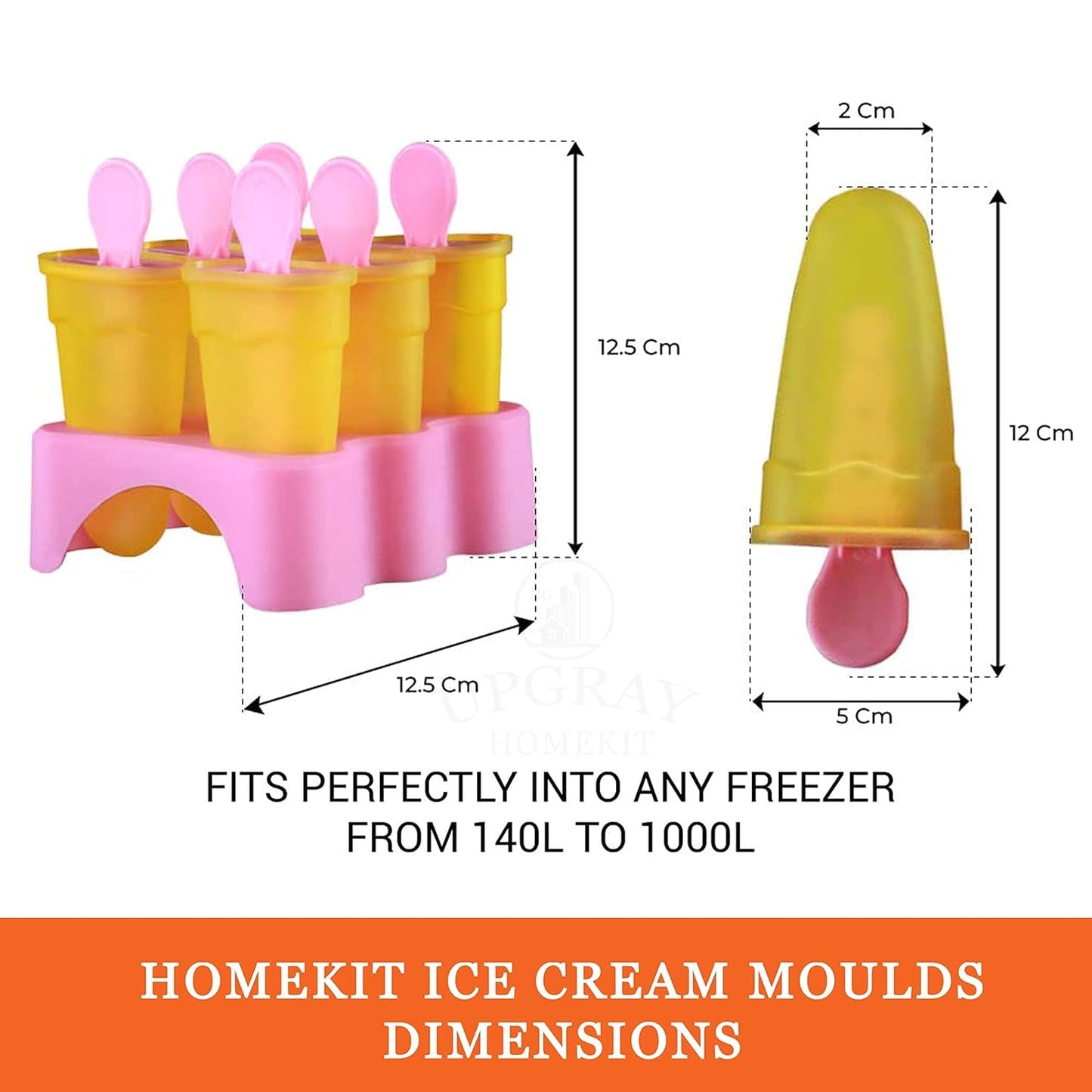 E-COSMOS Set of 6 Plastic 100% Food Grade Homemade Reusable for Home, Kitchen, Ice Lolly Mould,Popsicle Frozen Ice Cream, Ice Pop Makers, Kulfi Candy Mould Tray for Children & Adults - Multicolor