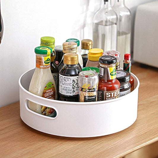 E-COSMOS Multi-Purpose 360° Rotating Organizer Tray/Kitchen Organizer/Multi- Function Rotating Tray/Cosmetics Organizer (Off White)