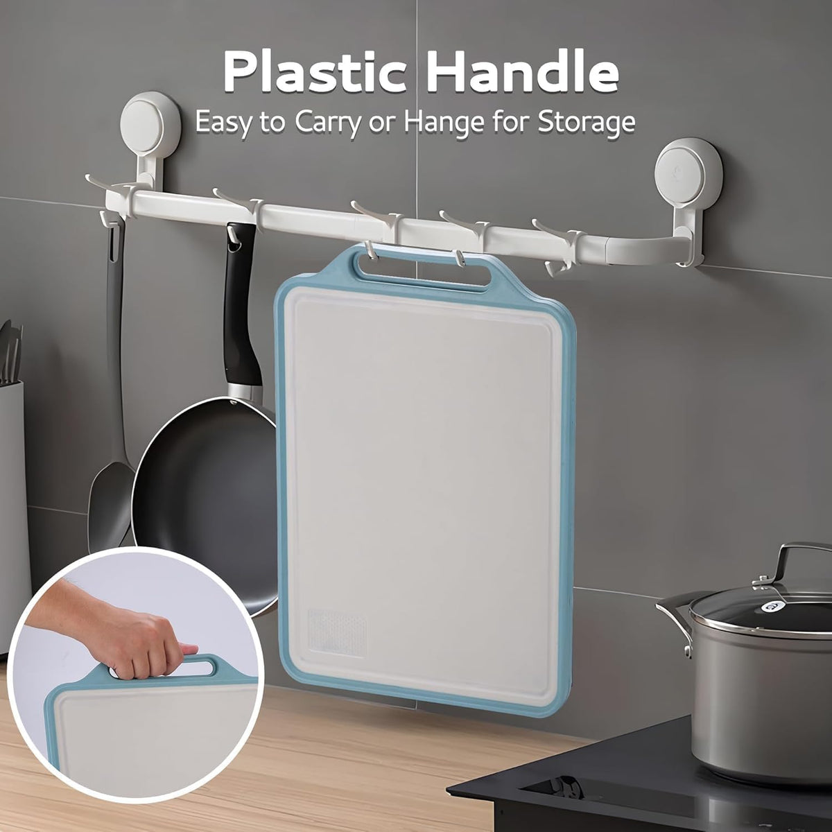 E-COSMOS® Reversible 2-in-1 Chopping Board, 304 Stainless Steel & Wheat Straw Double-Sided Cutting Board for Kitchen, Heavy Duty Extra Large 39x30 cm, Ideal for Meat, Vegetables & Fruit