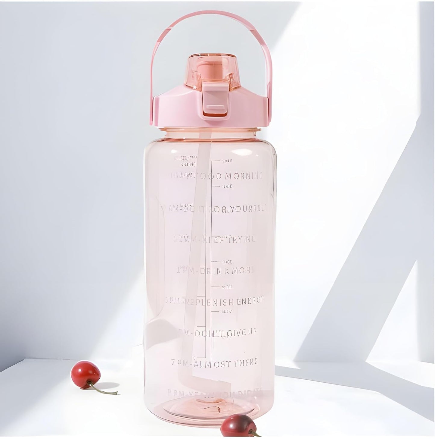 E-COSMOS 2L Capacity Belt Straw Transparent Motivational Water Bottle