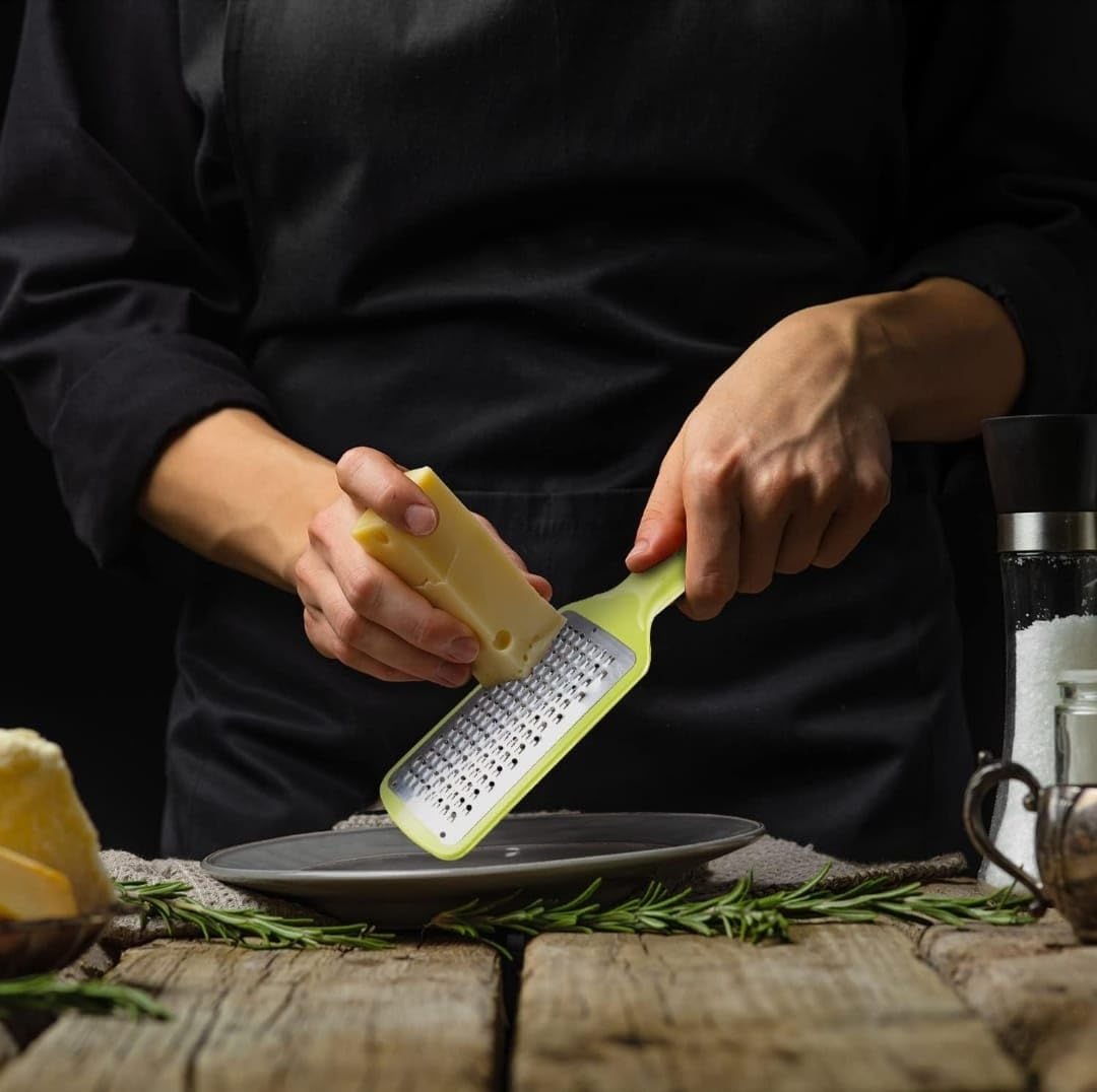 E-COSMOS Stainless Steel Cheese Grater & Lemon Zester for Kitchen- Cheese, Lemon, Ginger, Garlic, Chocolate, Vegetables & Fruits Shredder with Protective Cover, Adrak Grater, Dishwasher Safe