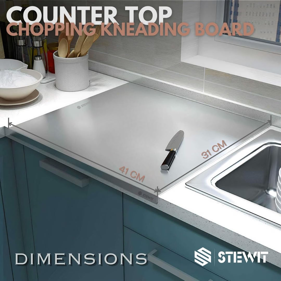 Stewit® Large Stainless Steel Cutting Board for Kitchen,Chopping Board for Meat, Vegetables & Fruit, Extra Large Heavy Duty Countertop Surface, Easy to Clean & Durable