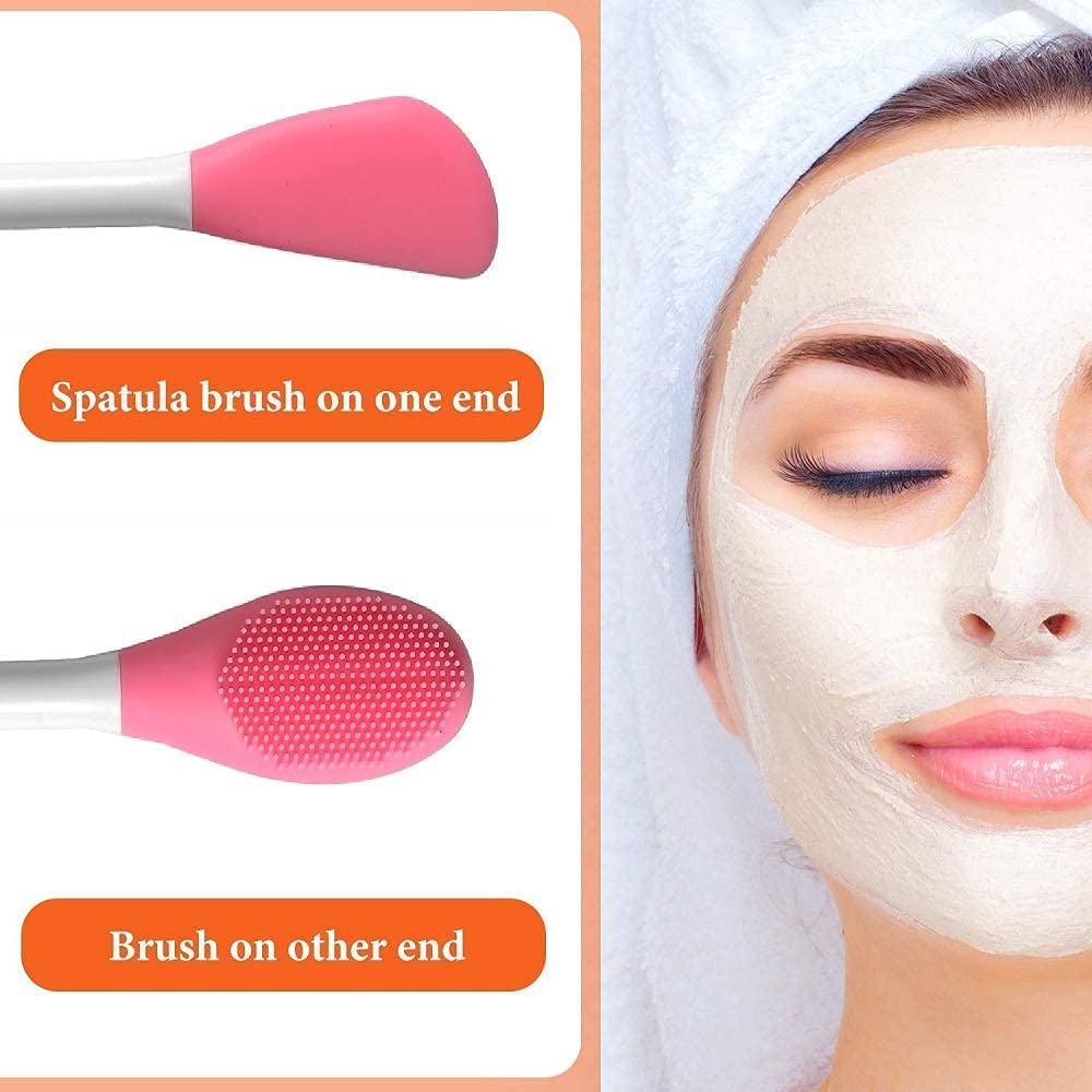 E-COSMOS Silicone Face Scrubber Multipurpose, 2 in 1 Facial Cleansing Brush, Handheld Face Wash Brush for Pore Cleansing, Gentle Exfoliating, Removing Blackhead Brush [POF 2] MULTI COLOR