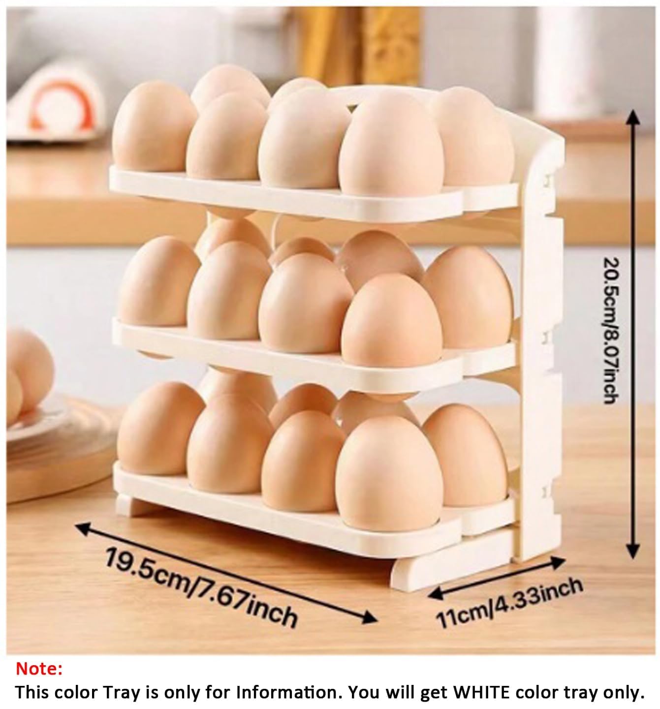 E-COSMOS Layer, 24 Grid Plastic Egg Tray For Fridge | Fresh-Keeping Cases Holder | Egg Storage Container | Egg Refrigerator Tray | Easy To Use | Foldable (Cream, Pack of 1)