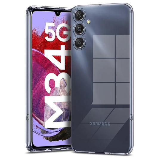 E-COSMOS for Samsung Galaxy M34 5G Case Cover Slim Crystal Clear Soft TPU Back Cover (Transparent)