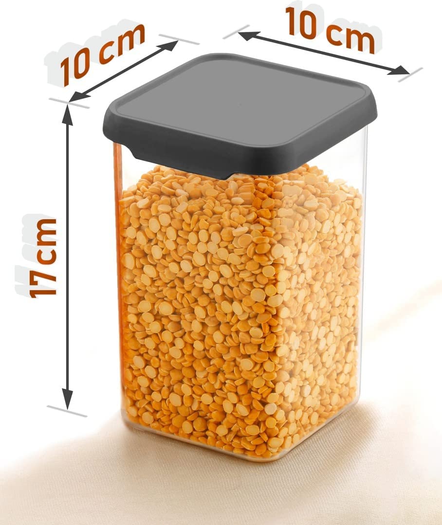 E-COSMOS Plastic Square Container Set for Kitchen Storage - 1100ml Containers | Unbreakable | Container & Container Set (Pack Of 6)