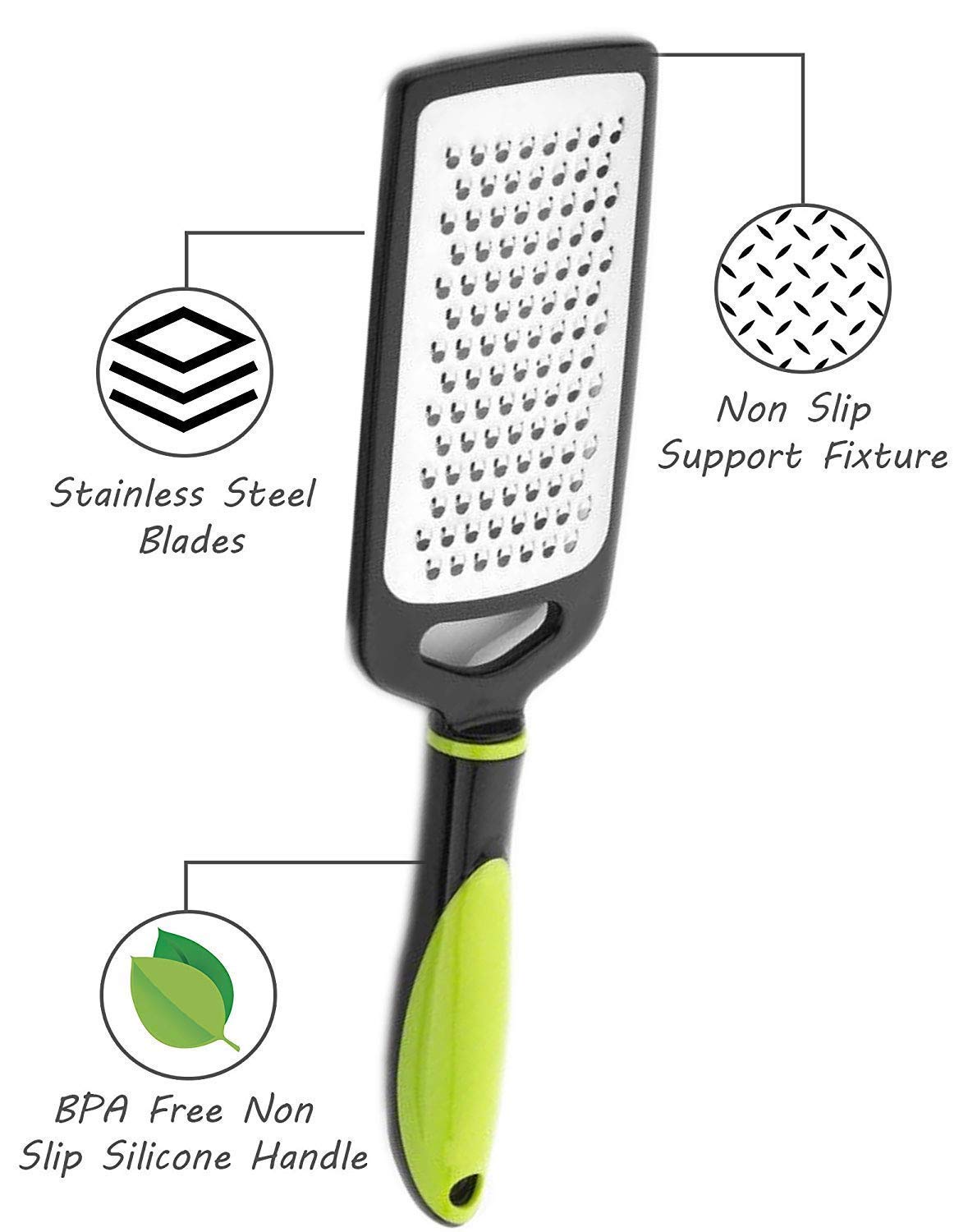 E-COSMOS Stainless Steel Cheese Grater & Lemon Zester for Kitchen