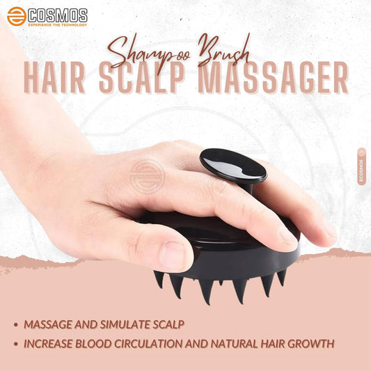 E-COSMOS Hair Scalp Massager Shampoo Brush with Soft Silicone Bristles Kitchen for Anti Dandruff Removal Head Massager Prevents Hair Loss for Men, Women (Black)