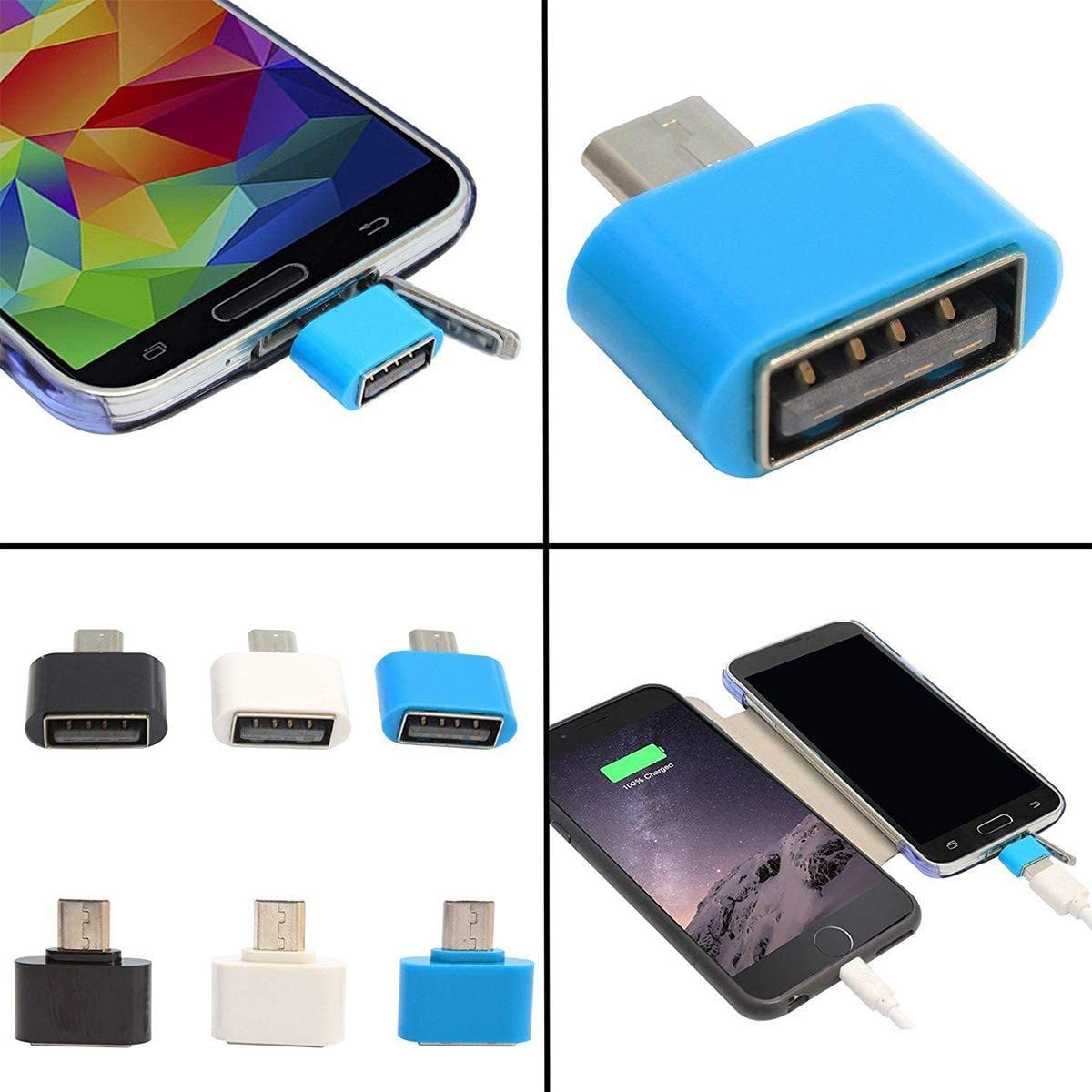 E-Cosmos Mini OTG Adapter to USB 2.0 Adapter for Smartphones and Tablets (Assorted Colours)