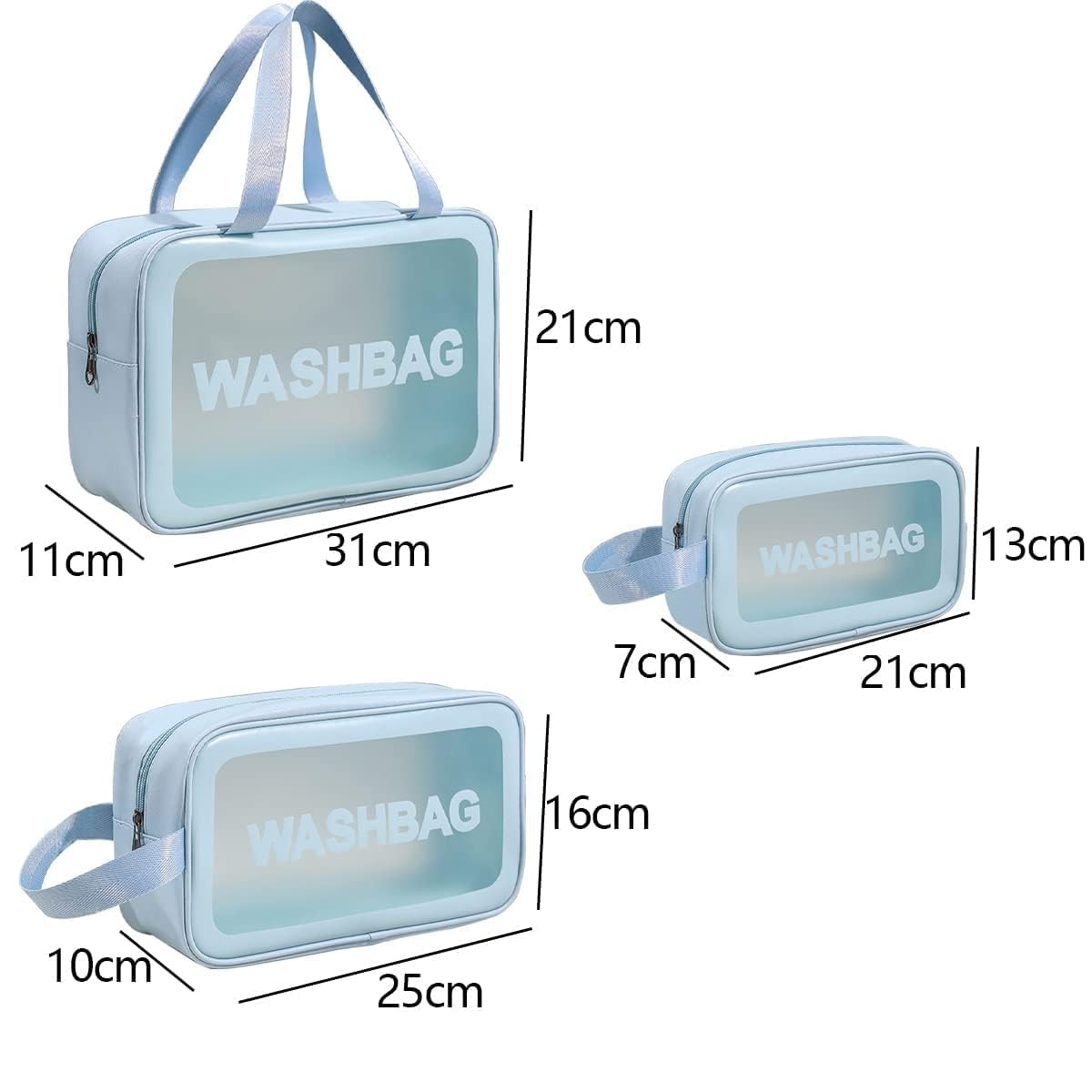 E-COSMOS Clear Makeup Pouch Set, Cosmetic Organizer Bag for Women and Girls, Waterproof Storage Kit (Set of 3)